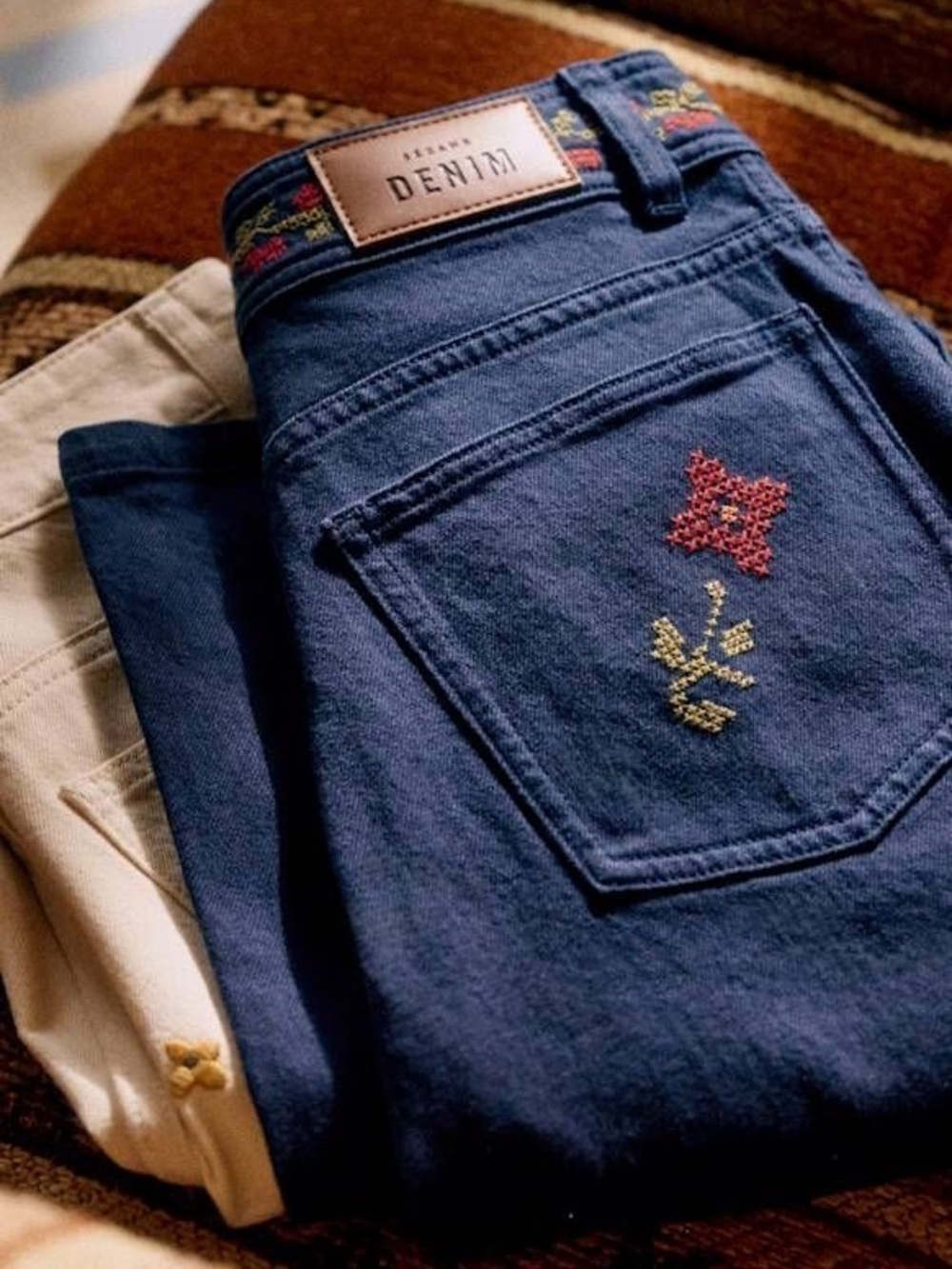 Sezane X LUCIA Vergara wide leg crop jeans